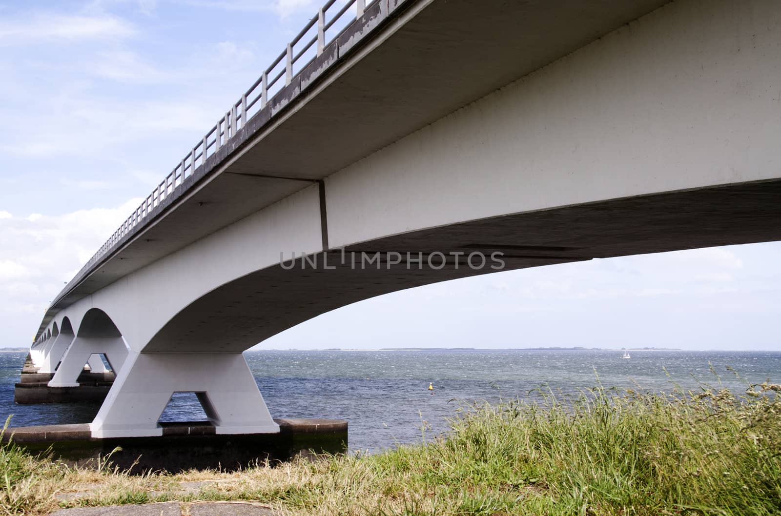 The Zeeland Bridge is the longest bridge in the Netherlands. The bridge spans the Oosterschelde estuary.