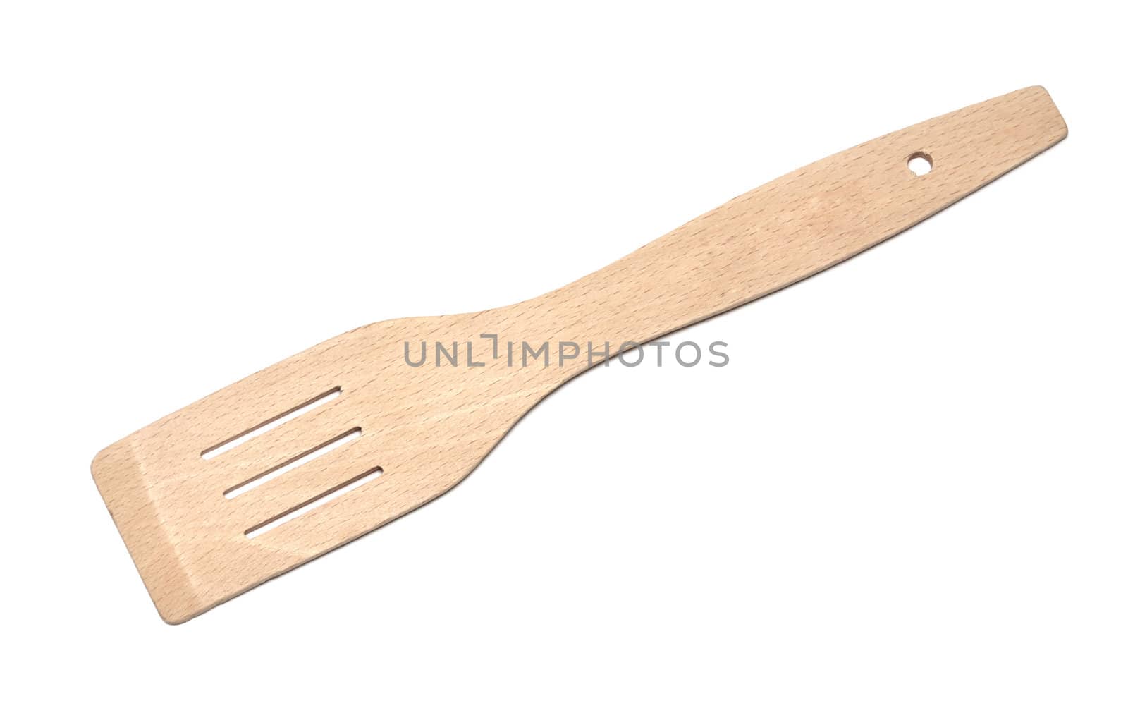 Wooden kitchen shovel on white background