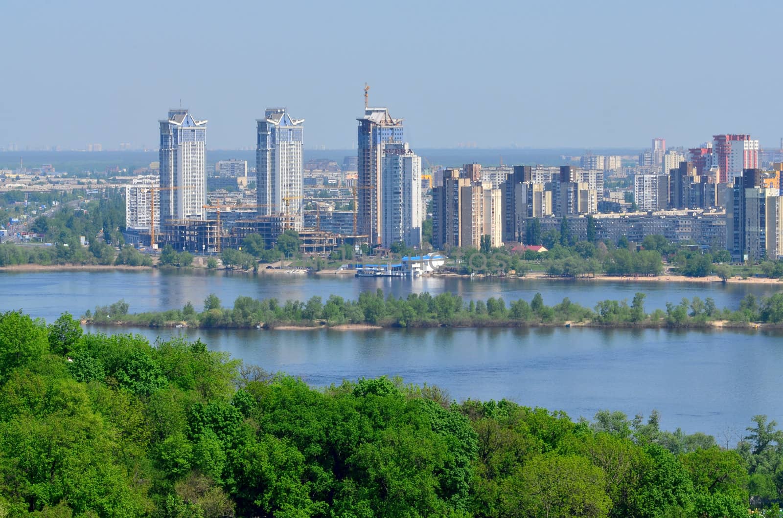 The view from Kiev botanical garden to the river and the left bank