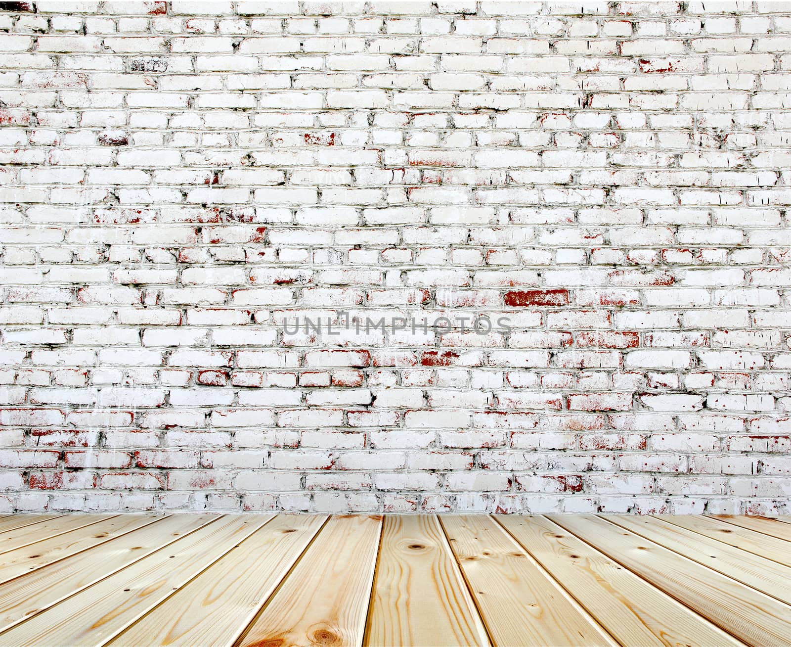 Old brick wall with white and red bricks