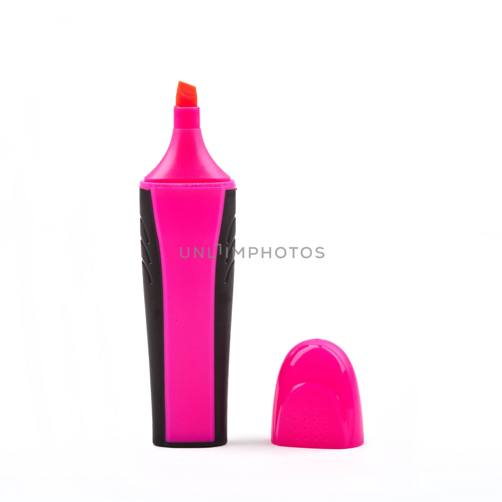 A pink Highlighter pen over a white background.