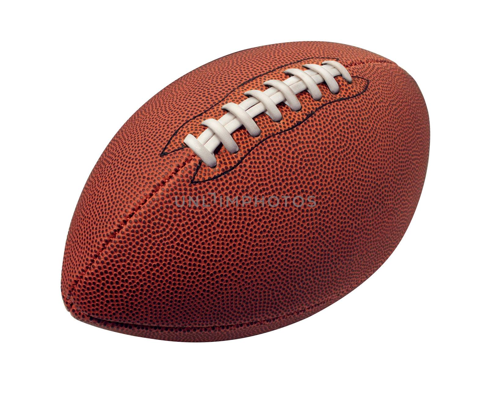 Football isolated on a white background as a professional sport ball for traditional American and Canadian game play on a white background.