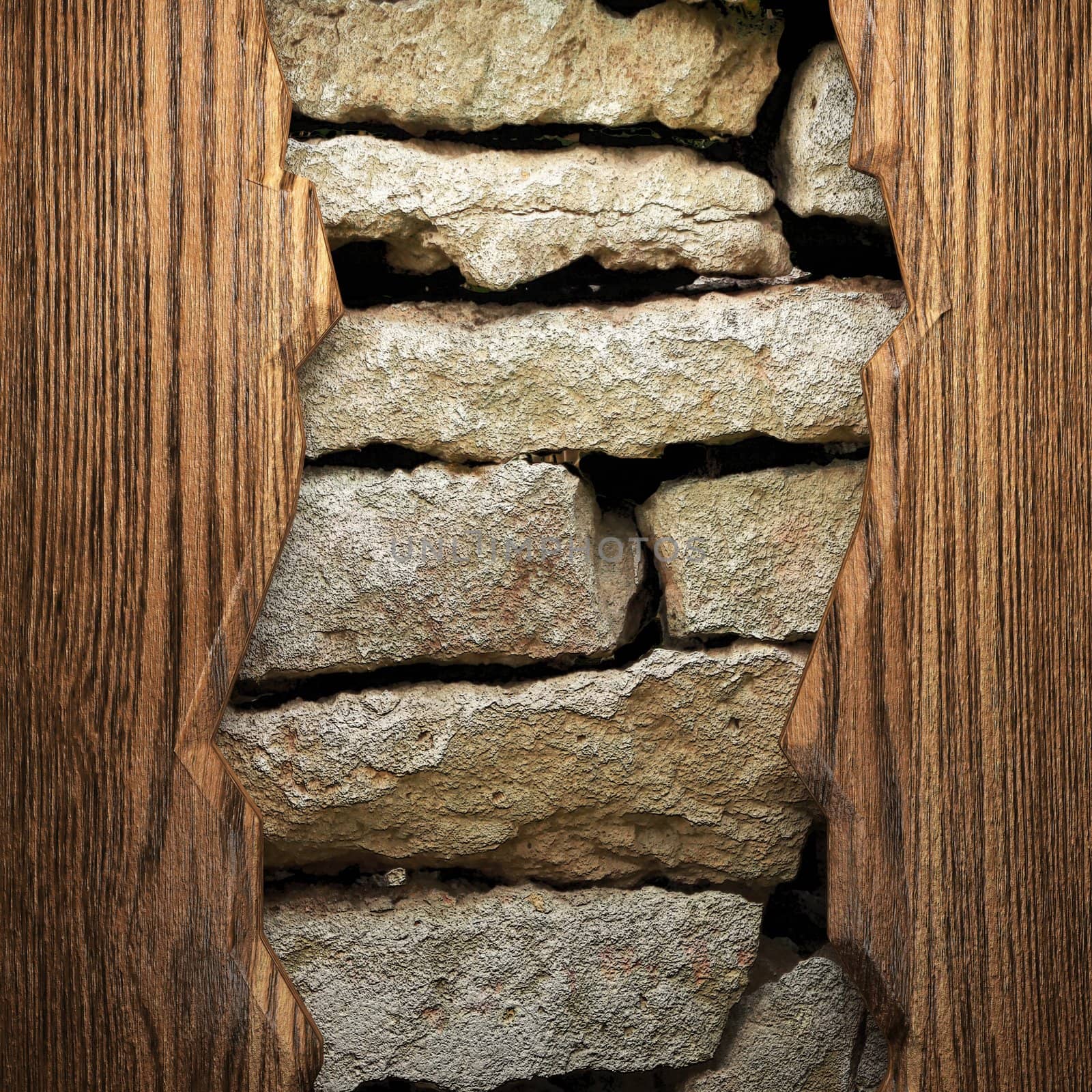 wood on wall made in 3D