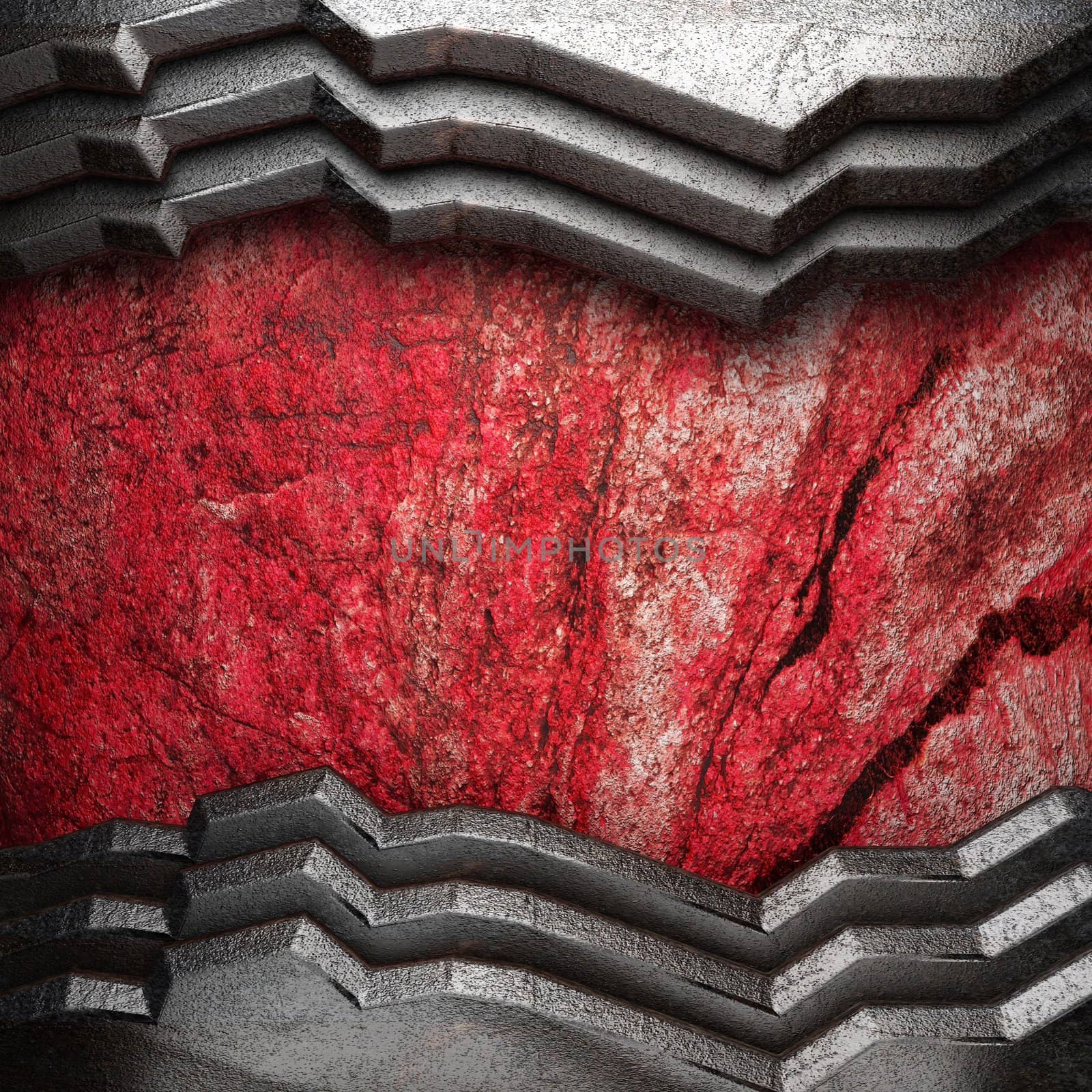 metal on wall made in 3d