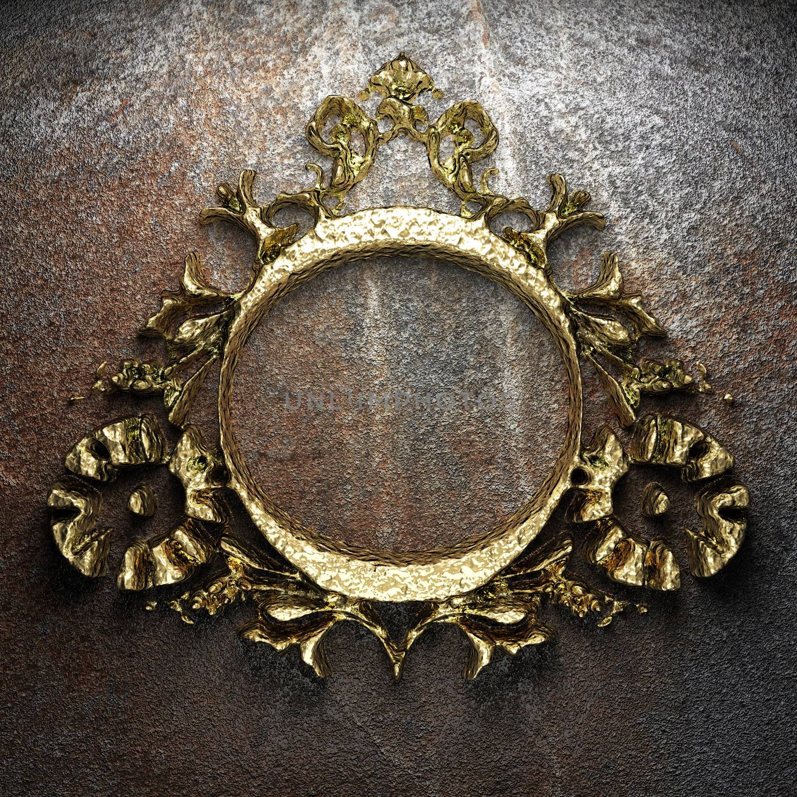 vintage golden frame on the wall