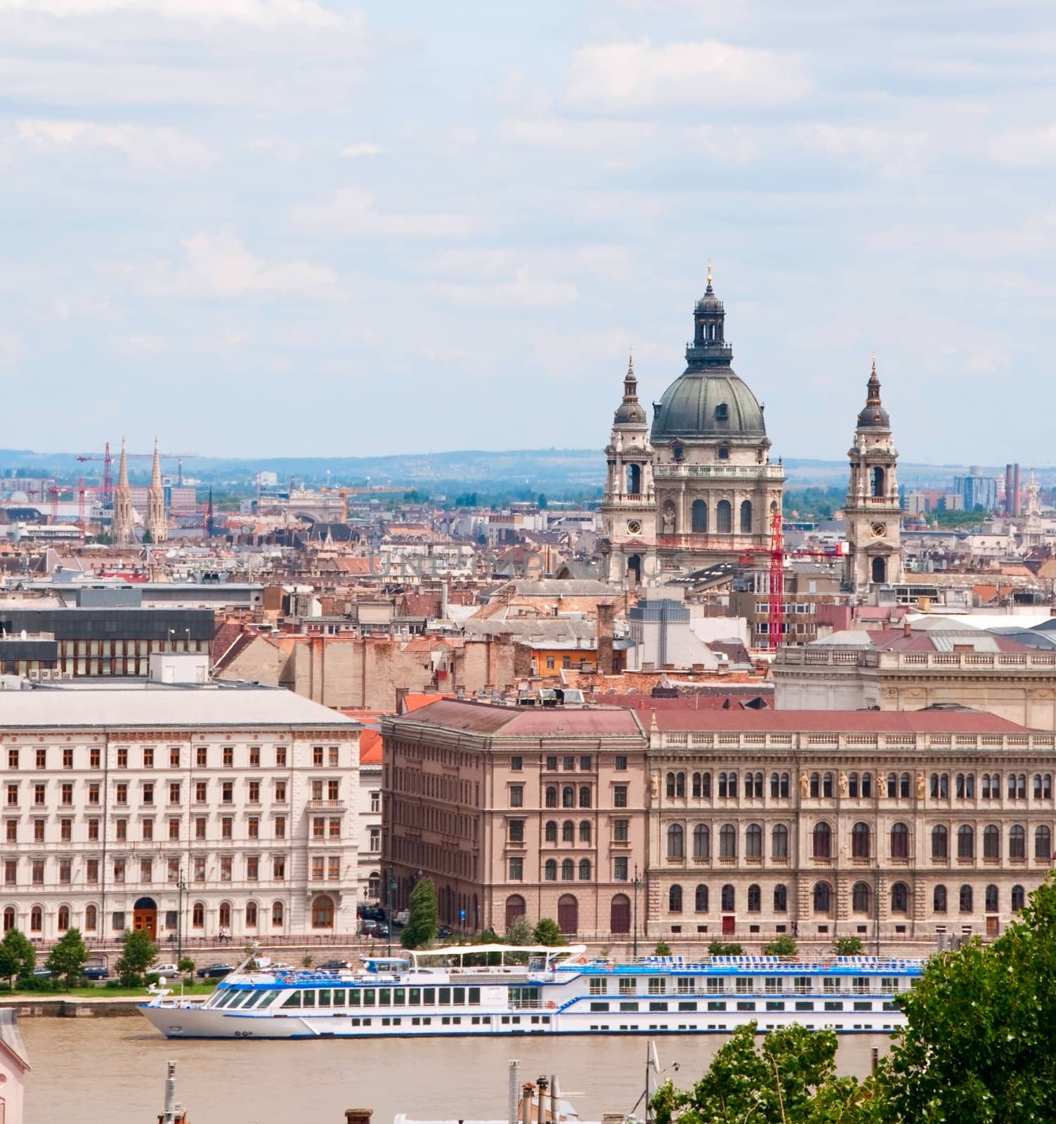 View from Budda to Pest and Saint Stephen cathedral, Budapest,Hungary