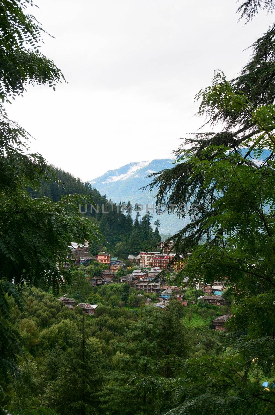 valley between high mountains in clouds, North India,  Himalayan