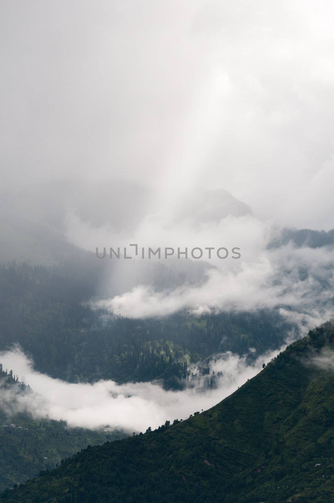 rays struggle through the fog, North India,  Himalayan