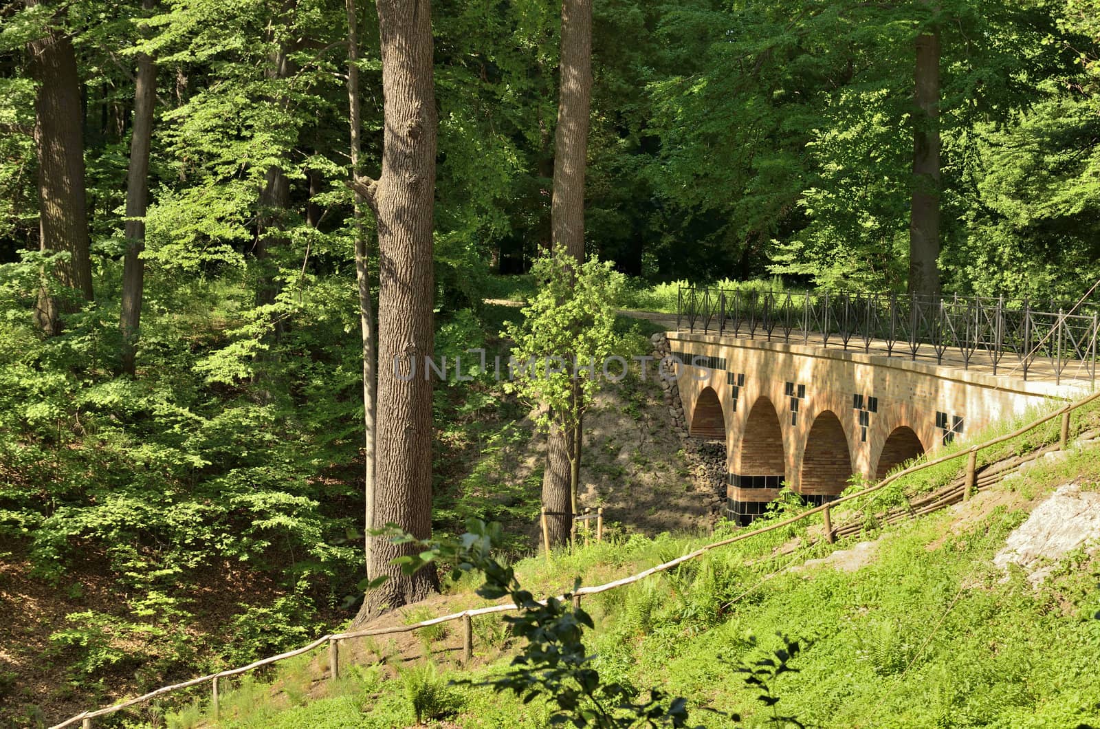 The photo shows Bad Muskau - Muskauer Park - arcaded bridge