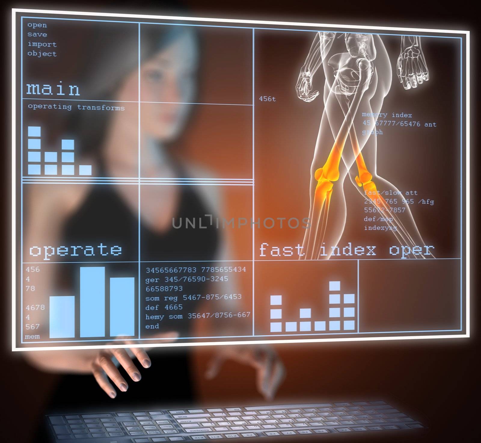 human radiography scan on hologram