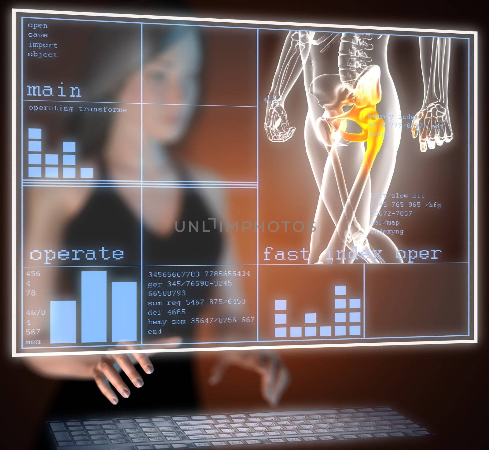 human radiography scan on hologram