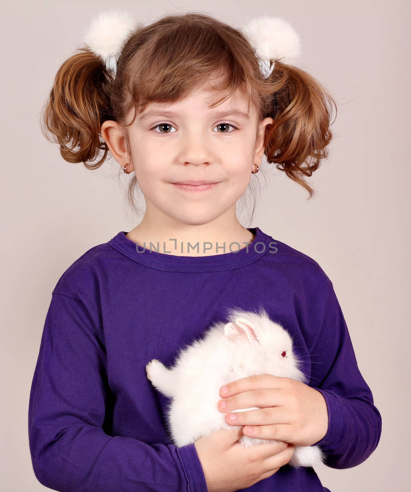 little girl with white bunny portrait by goce