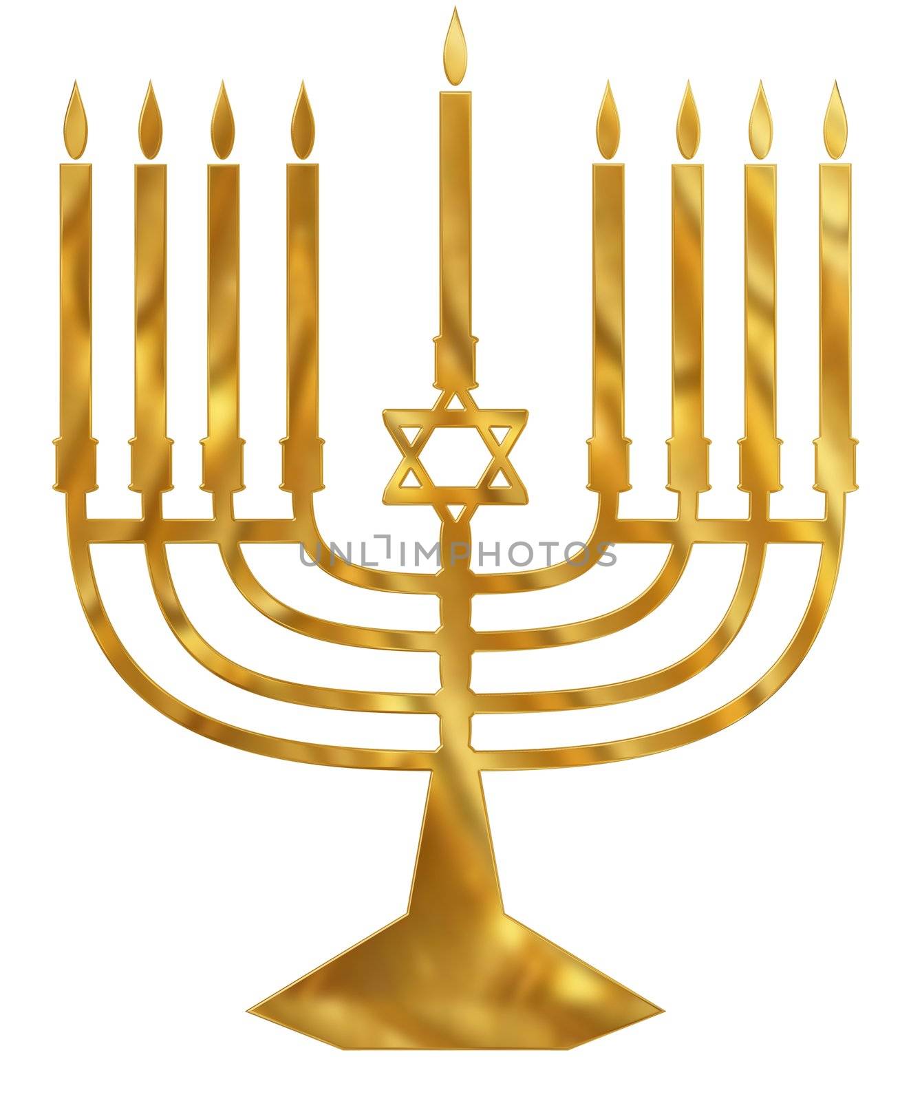 Illustration of a golden Menorah candelabra