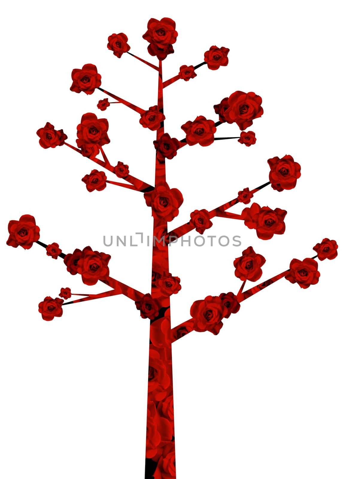 illustrated tree made of red flowers