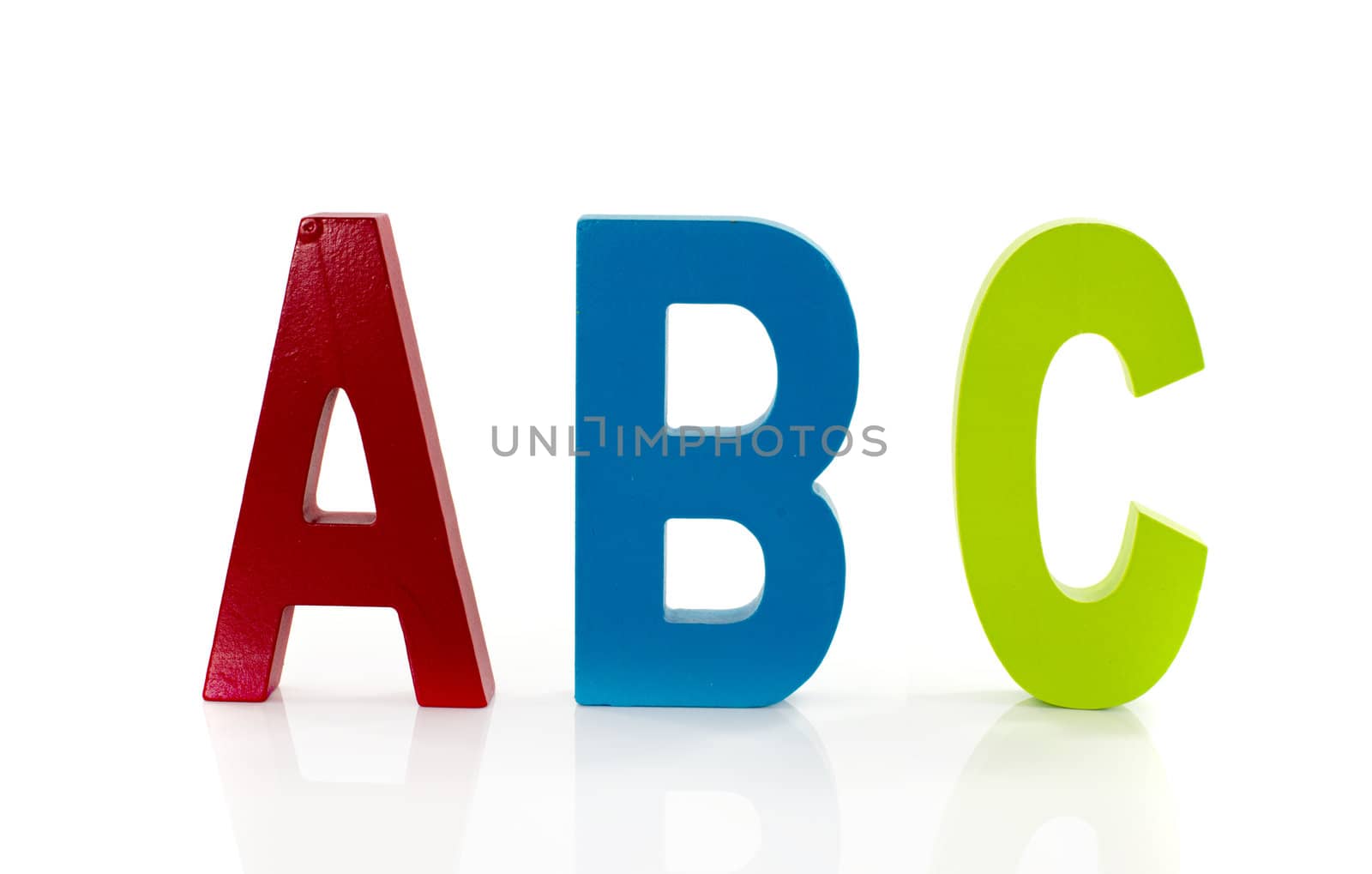 abc letters from alphabet in red green bleu