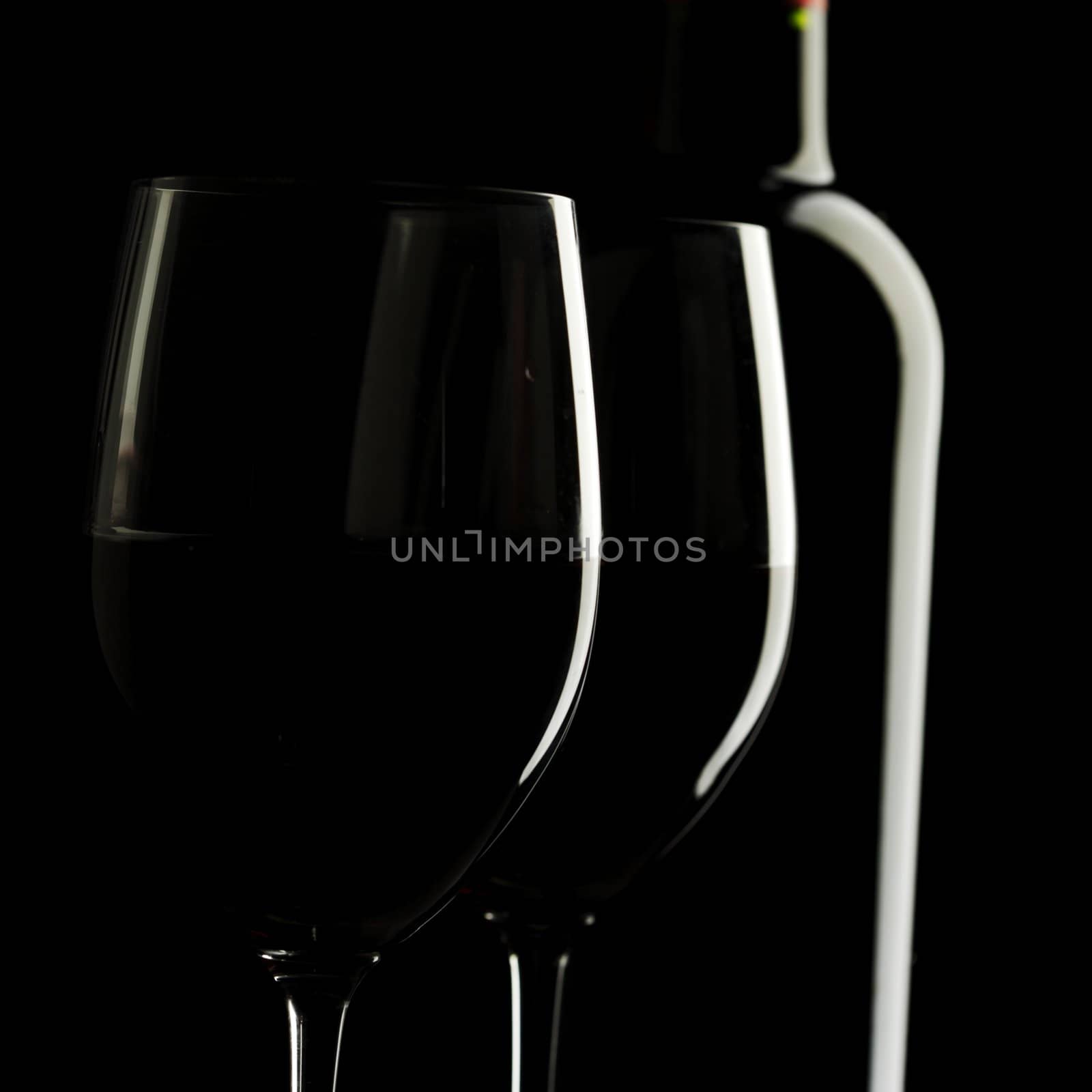 Red Wine Glass silhouette Black Background