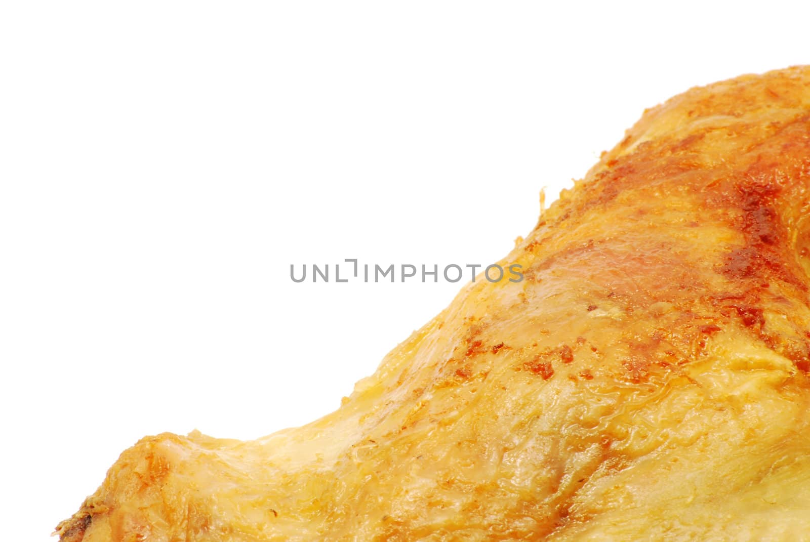 Fried chicken meat on white background