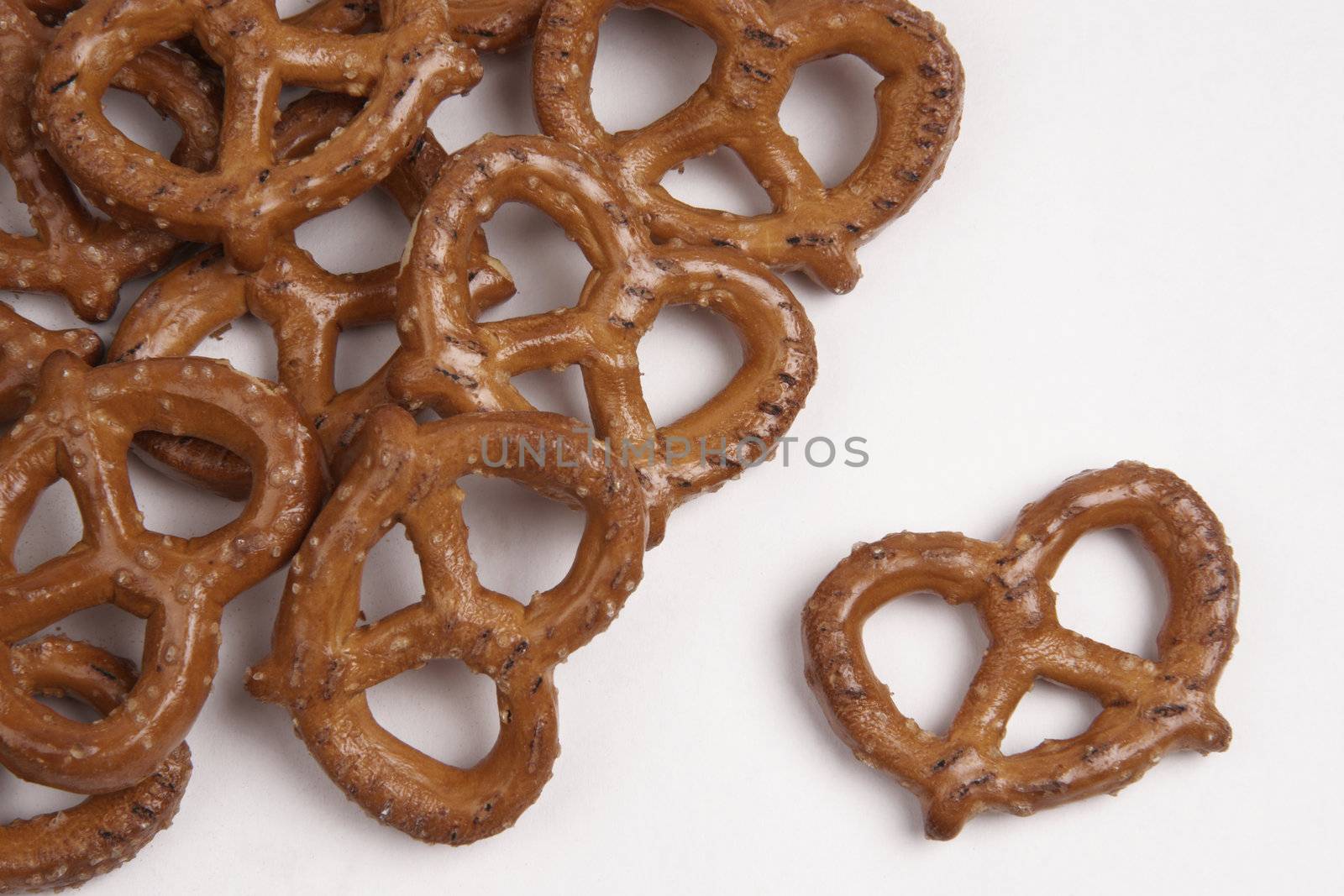 Big Salted Pretzels on White by ChrisBoswell