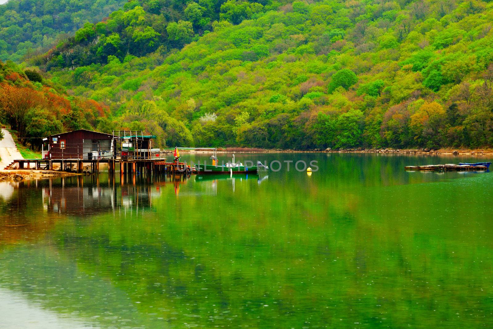 fishing lodge on the lake. Istrian, croatia