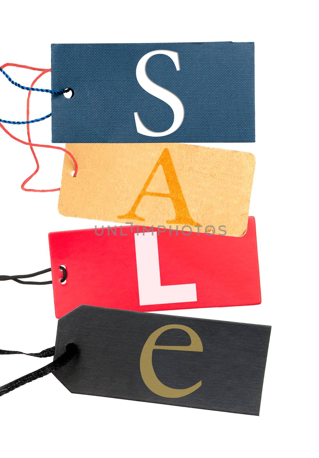 Paper Tags With Sale Sign Isolated on White Background