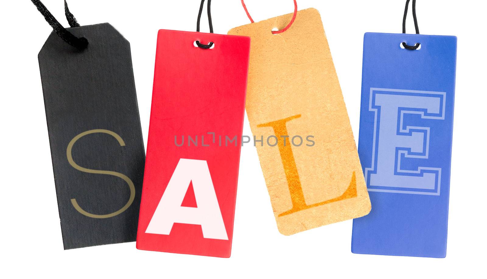 Paper Tags With Sale Sign Isolated on White Background
