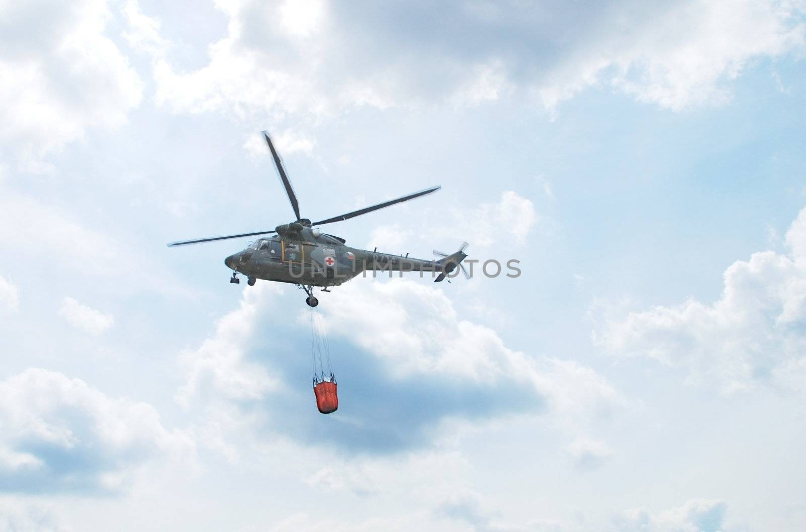 Czech military helicopter against a blue sky