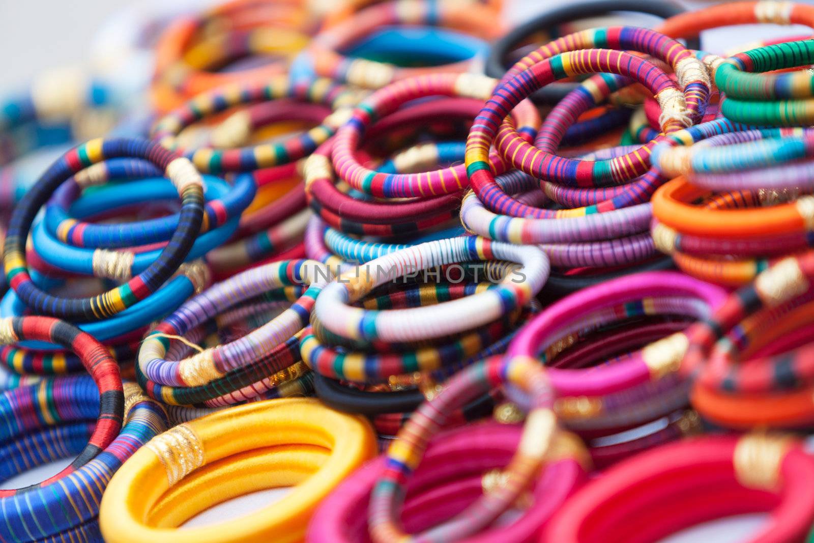 Traditional bangles in the local market in India