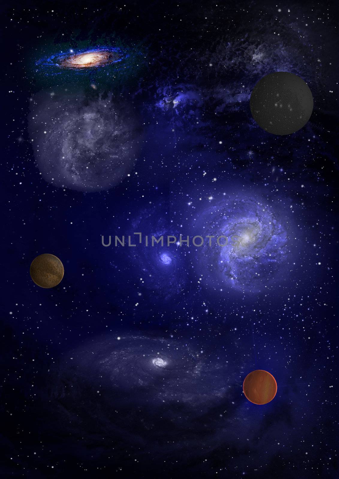 far-out planets in a space against stars