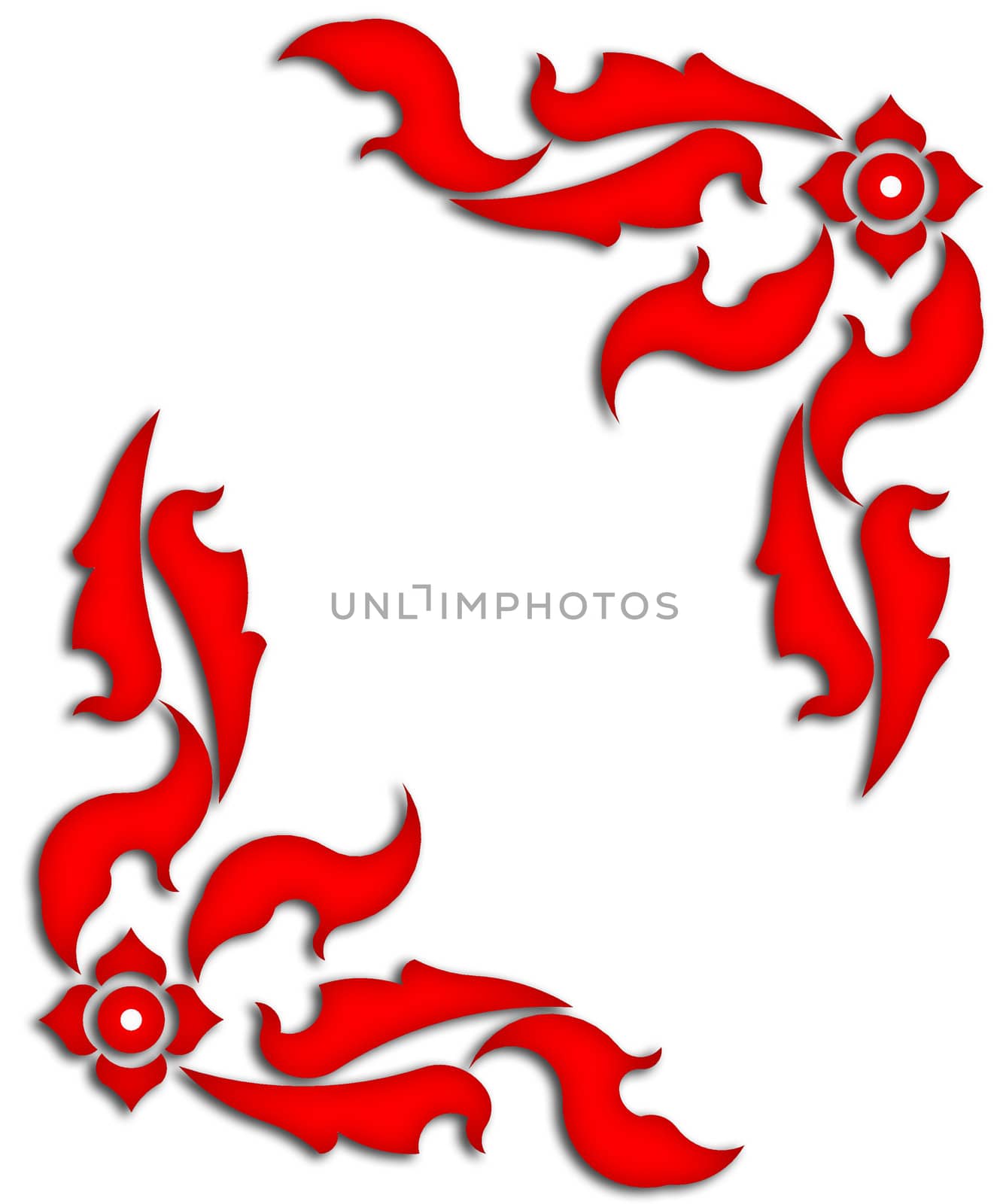 Traditional Thai style pattern In format of the frame on white background.