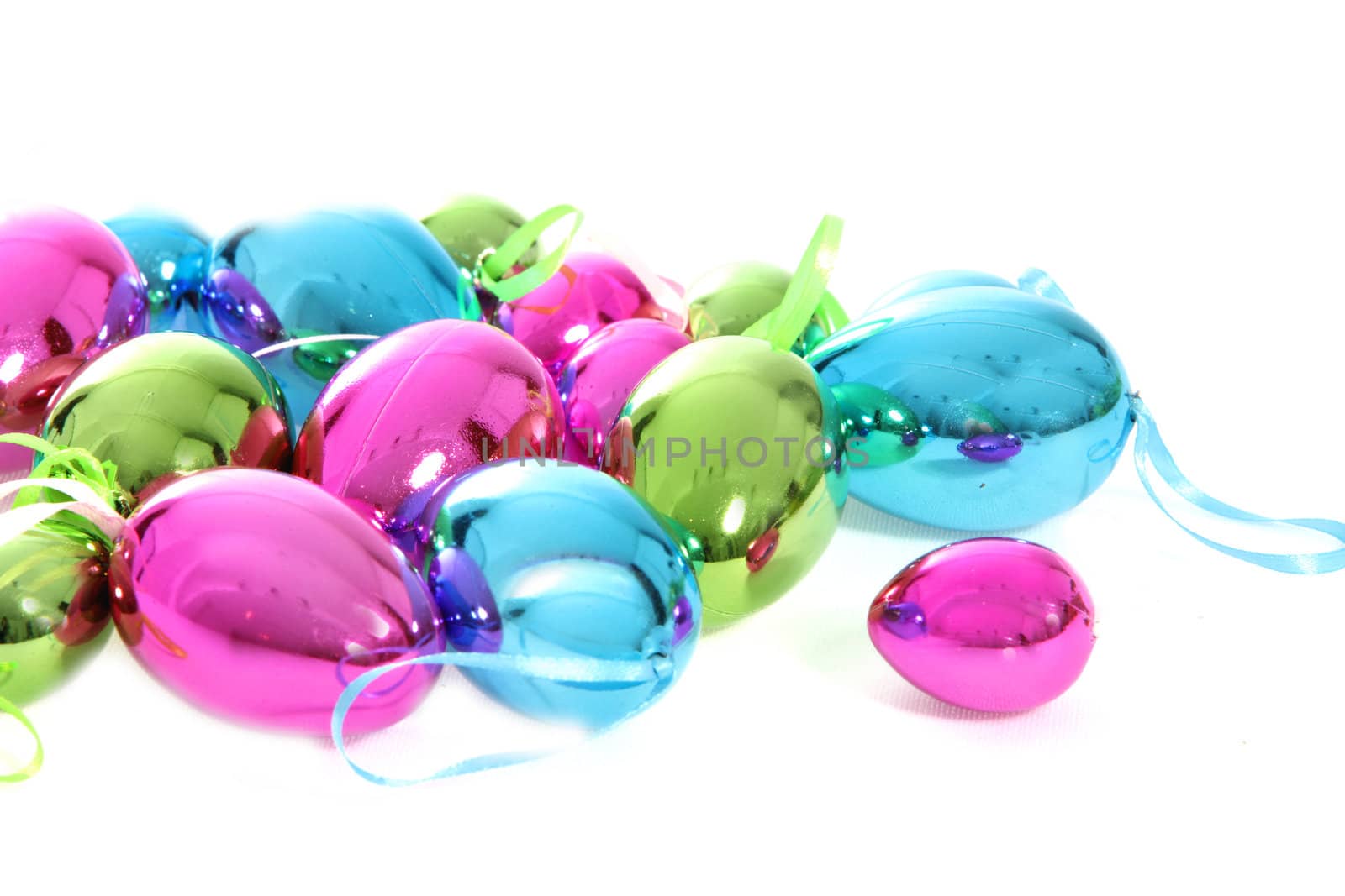 Bright shiny metallic Easter egg ornaments by Farina6000