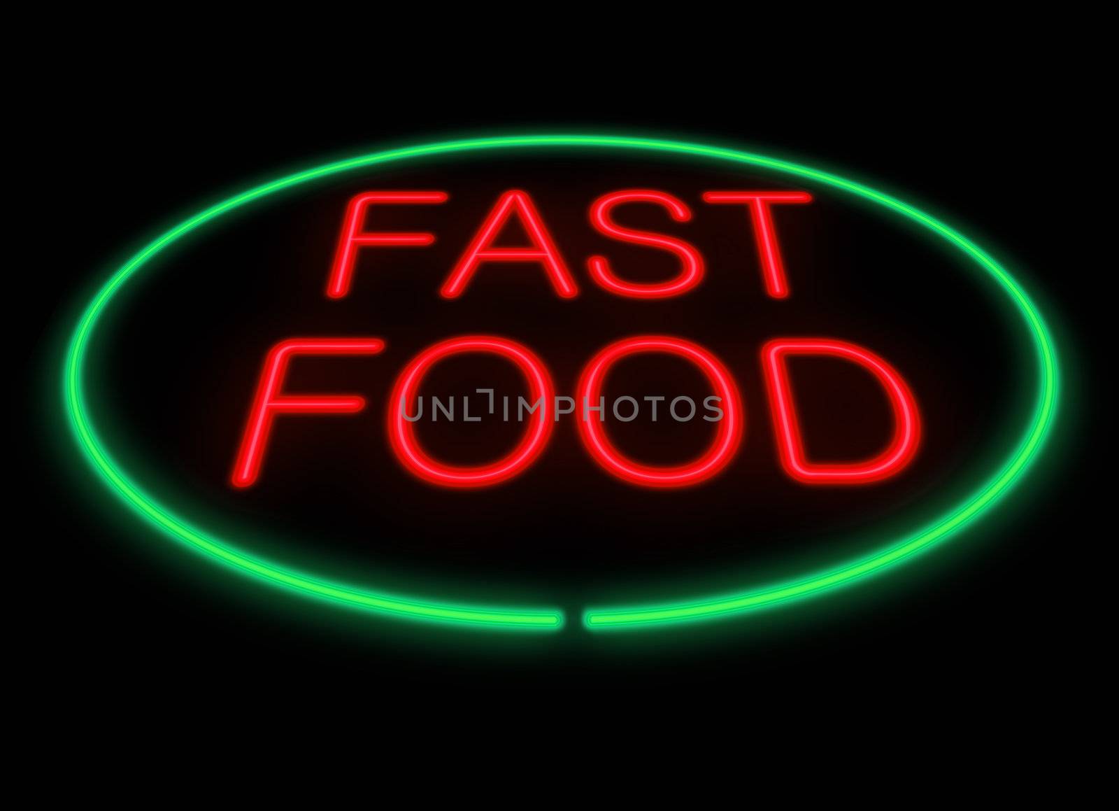 Illustration depicting neon signage with a fast food concept.