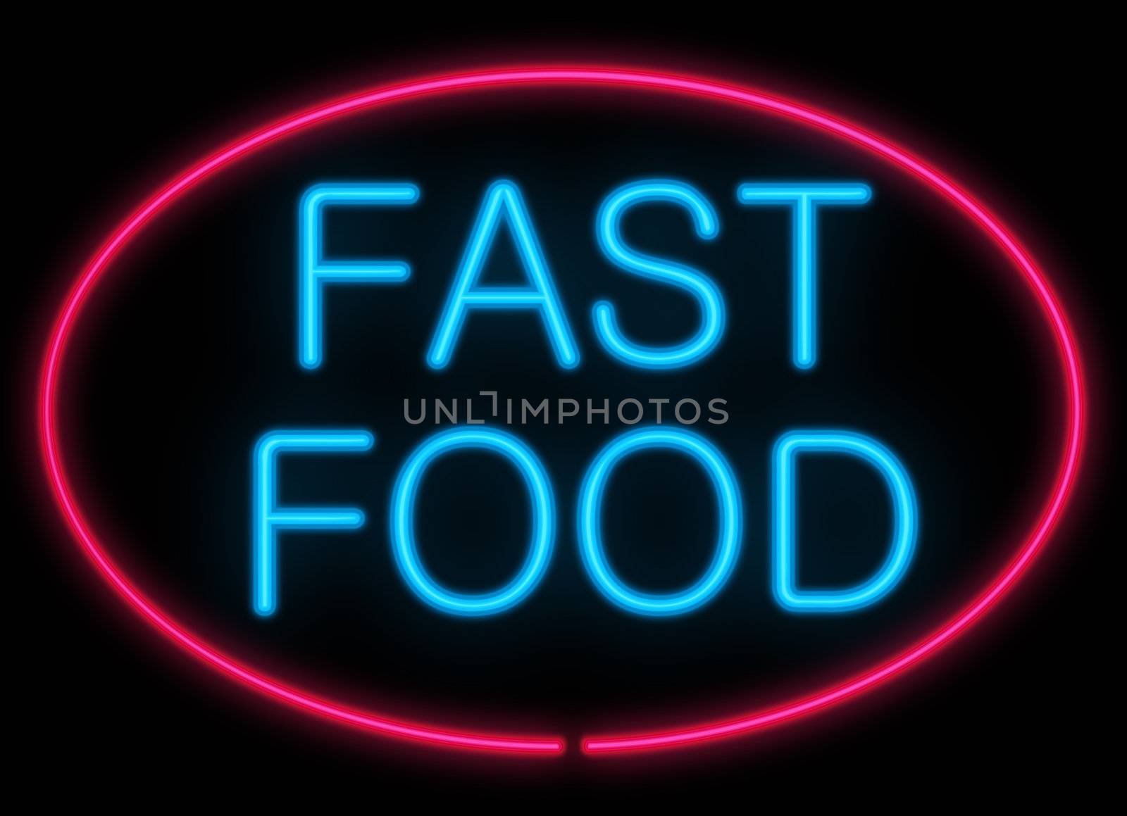 Illustration depicting neon signage with a fast food concept.