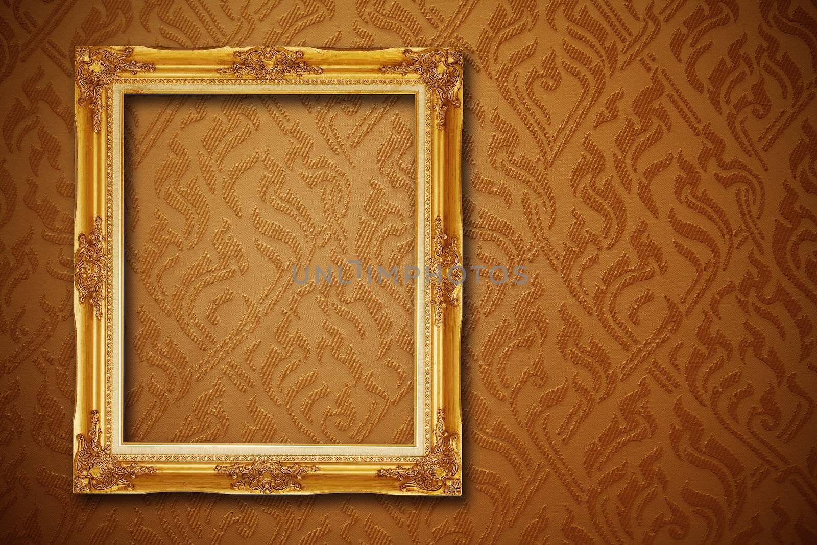 vintage frame on seamless wallpaper