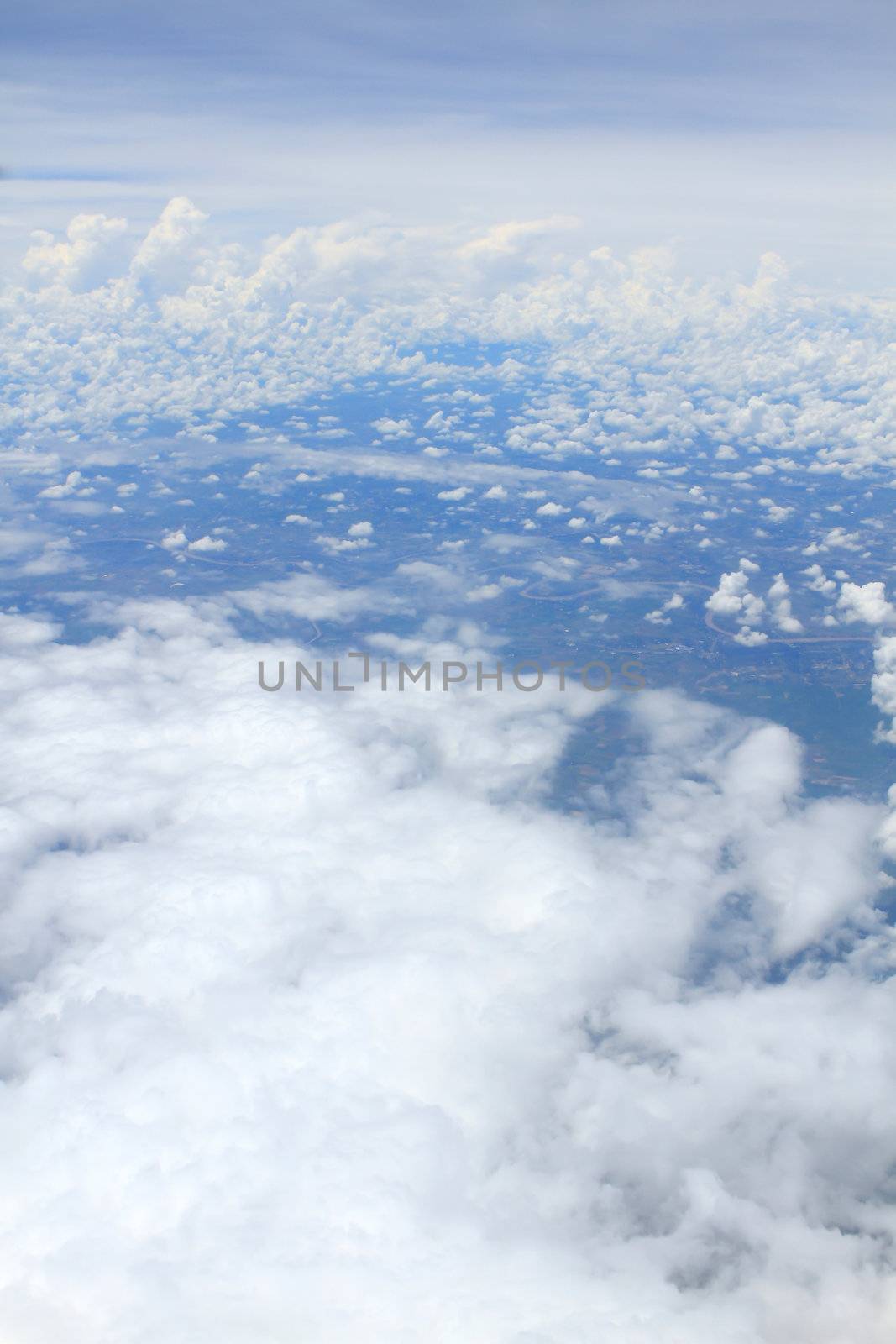 Airplane above clouds