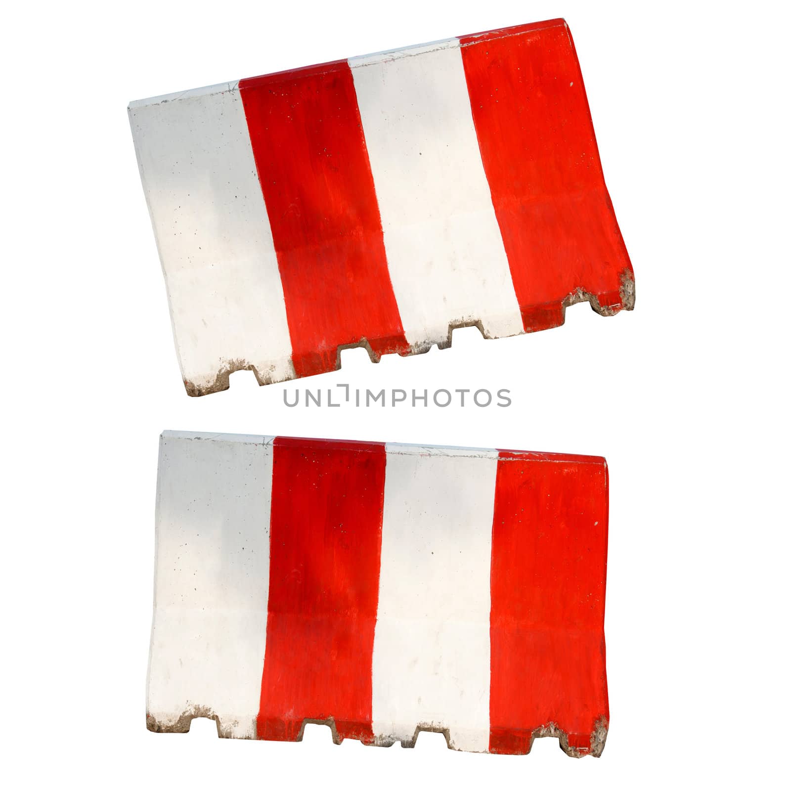 The twin red and white concrete barriers by rainyrf