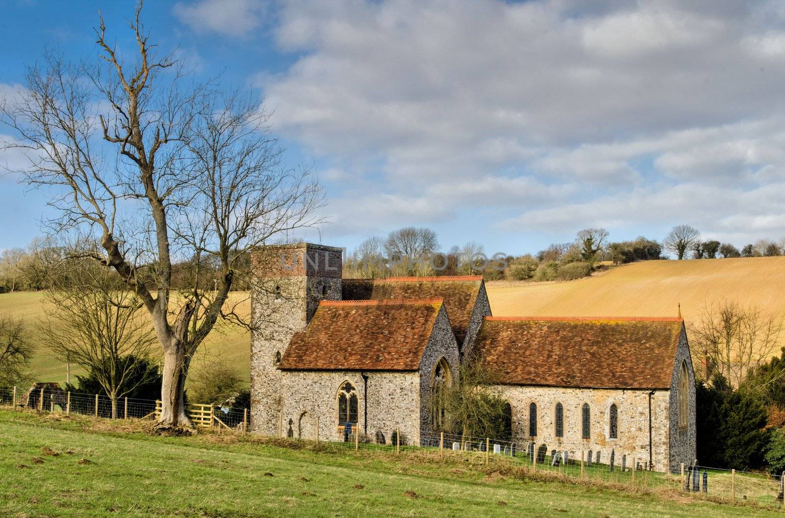 Small church in rural kent countryside