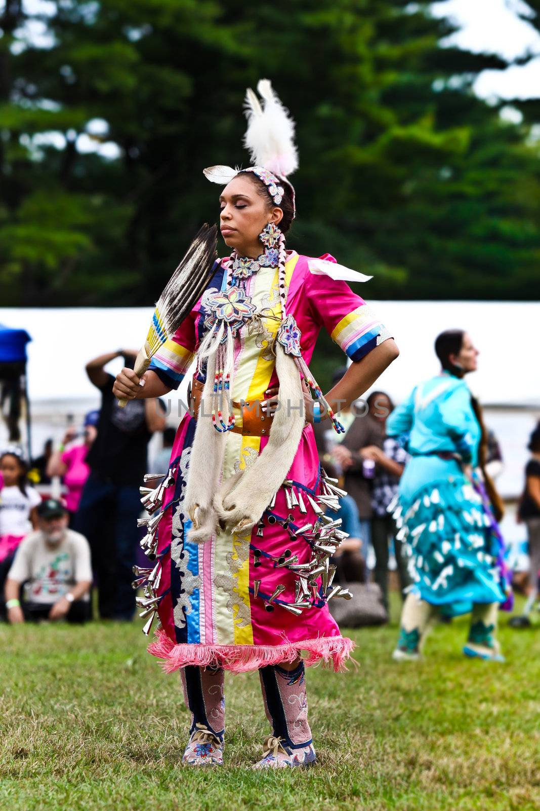 Yorktown Heights, USA - September 25, 2011: Native American dancer in full regalia at the YorktownHeights Pow Wow on September 25, 2011 inYorktown Heights, NY, USA.