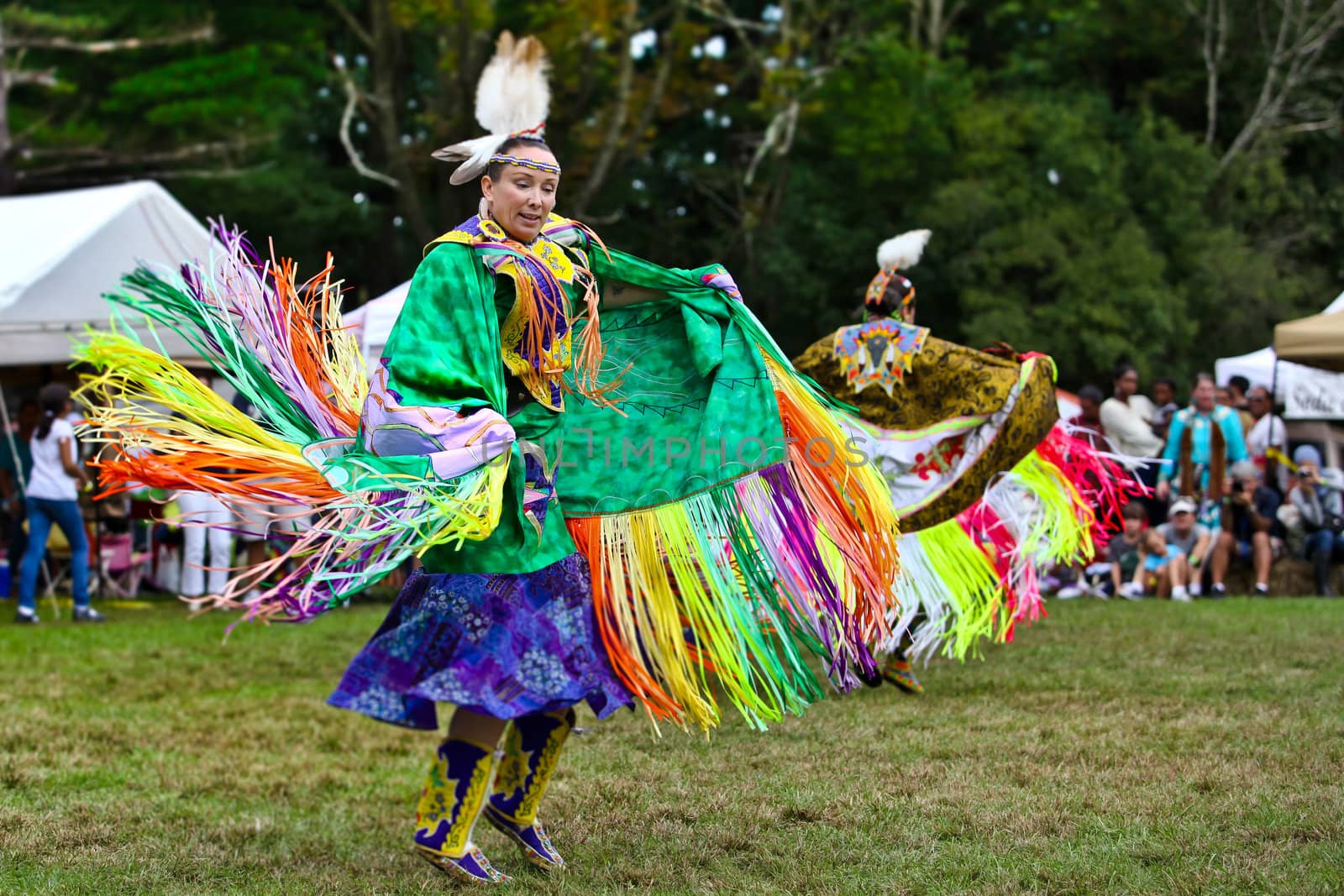 Yorktown Heights, USA - September 25, 2011: Native American dancer in full regalia at the YorktownHeights Pow Wow on September 25, 2011 inYorktown Heights, NY, USA.