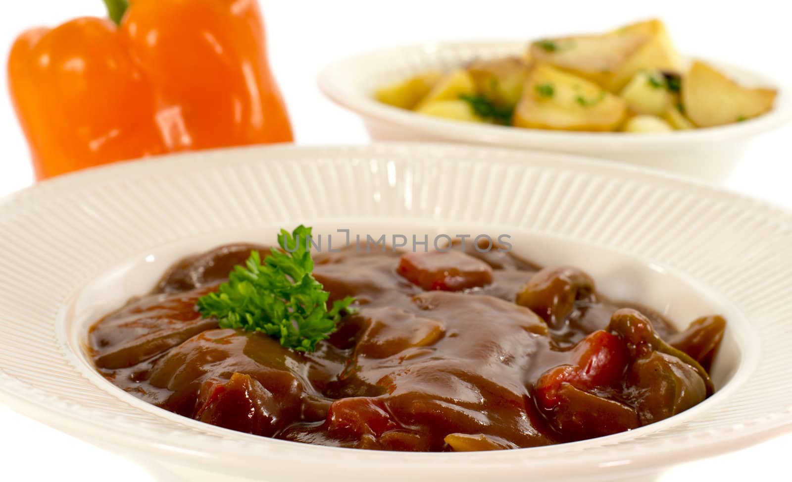 hungarian beef with patatoes and orange pepepr