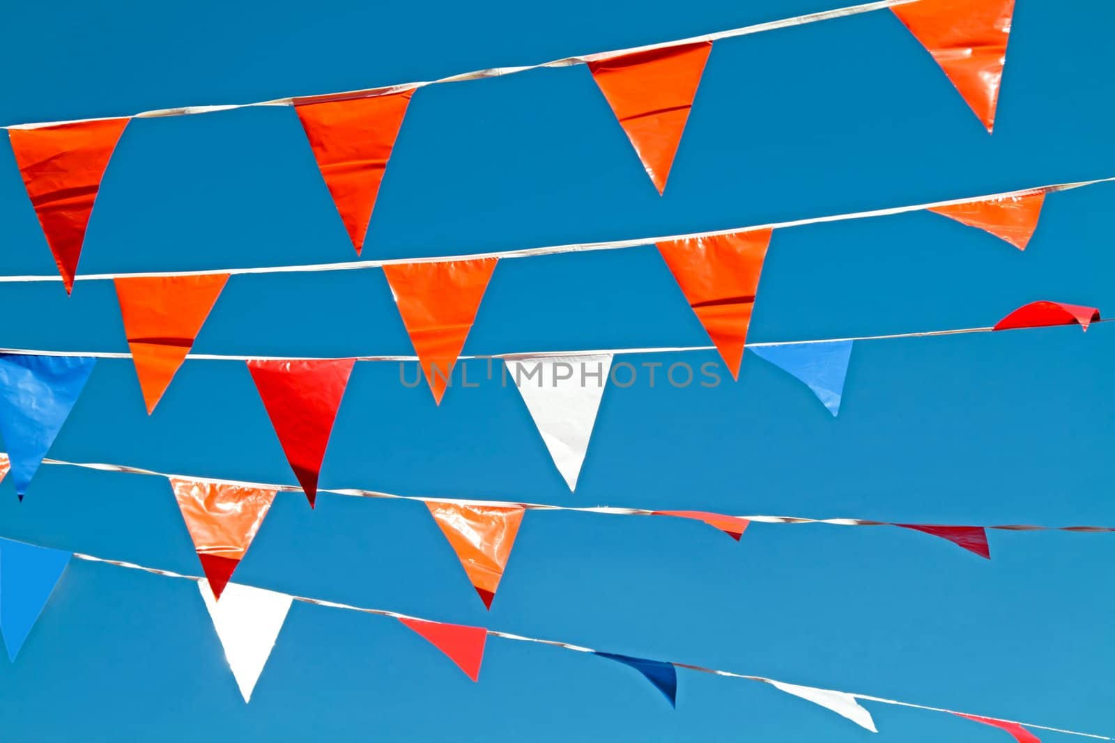 Orange flags, celebrating queens day in the Netherlands