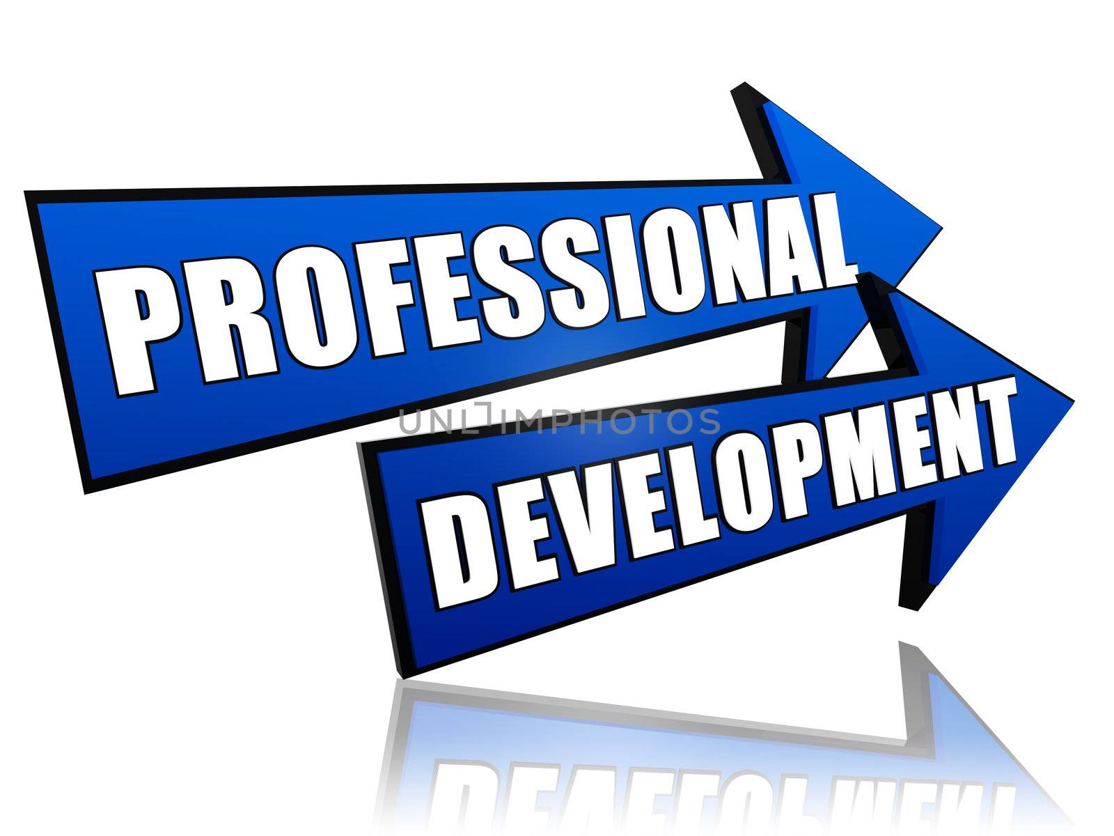 professional development - text in 3d arrows, business concept