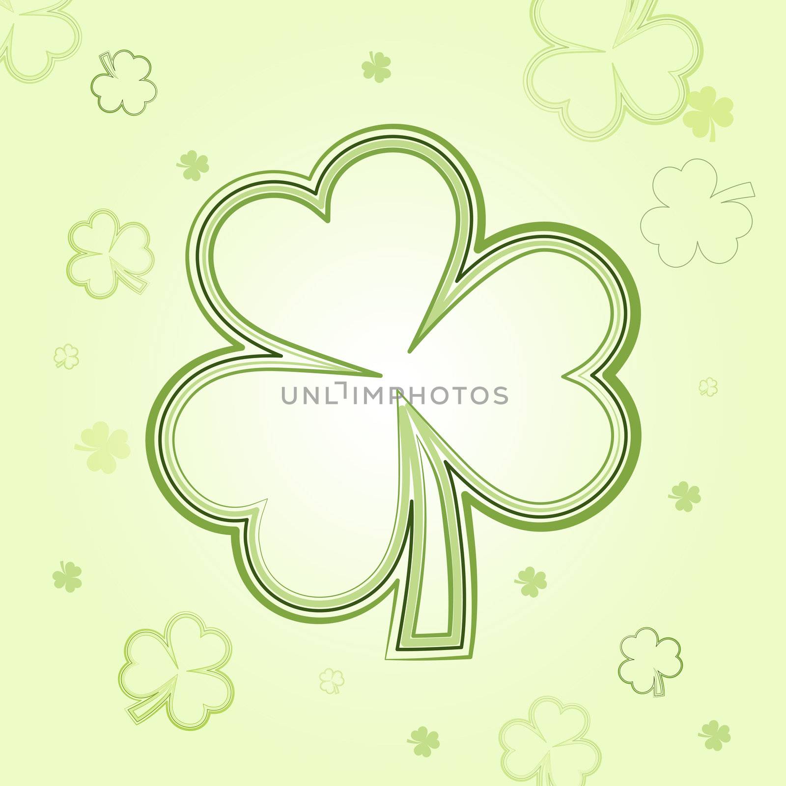 shamrocks - light flowers background with green clovers, spring card