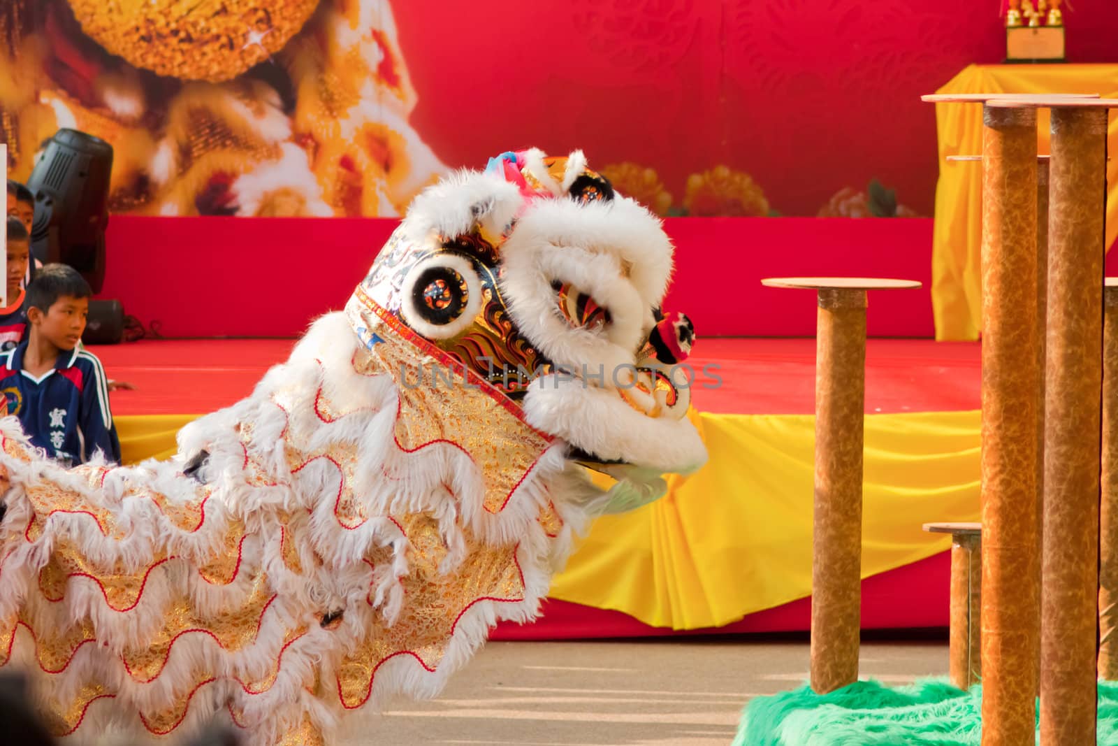 BANGKOK,/THAILAND-JANUARY 20:  lion dance dressing during parade in Chinese New Year Celebrations on January 20, 2013 in BANGKOK