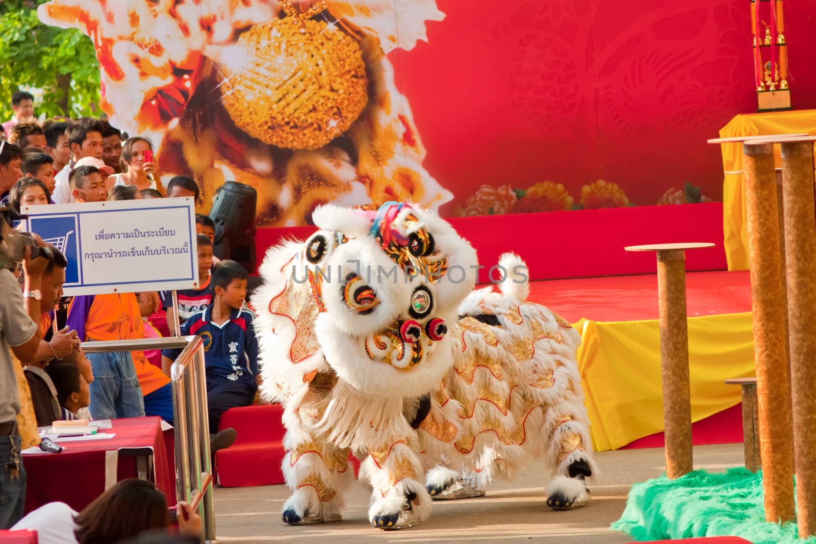 BANGKOK,/THAILAND-JANUARY 20:  lion dance dressing during parade in Chinese New Year Celebrations on January 20, 2013 in BANGKOK