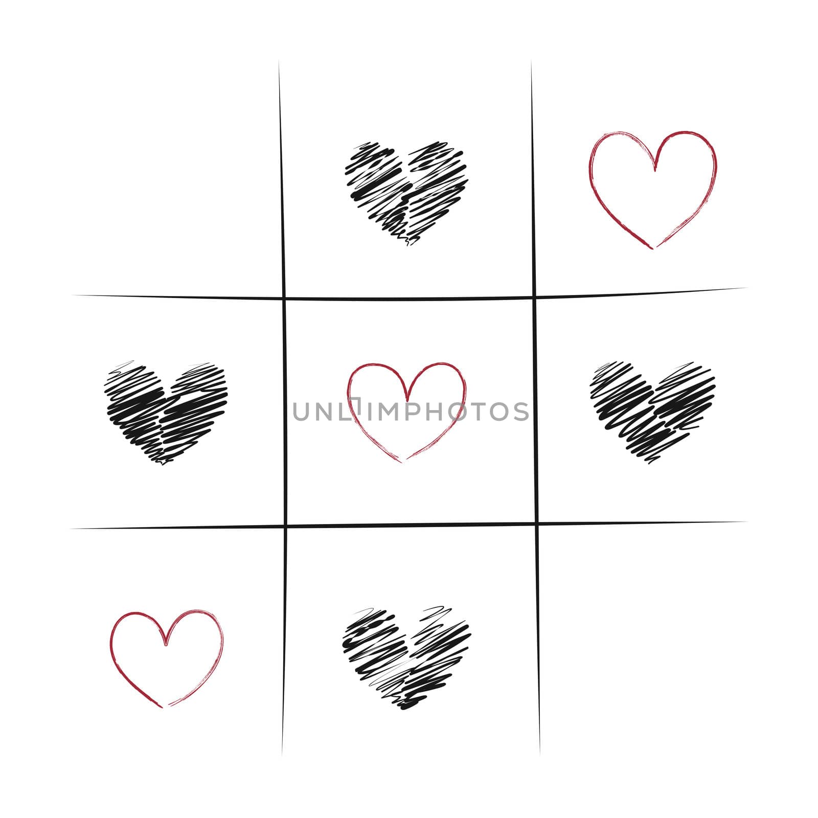 Tic-Tac-Toe Game With Hearts Illustration