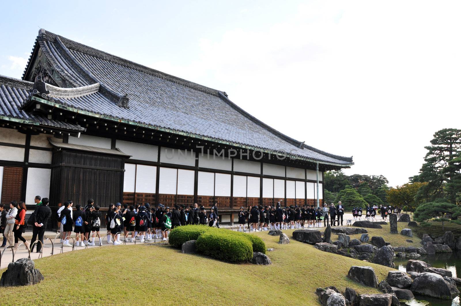 KYOTO- OCT 22: Field visit at Nijo castle, a famous tourist attraction, in Kyoto  on October 22, 2012, Nijo Castle was built in 1603 as the Kyoto residence of Tokugawa Ieyasu, the first shogun of the Edo Period (1603-1867) 