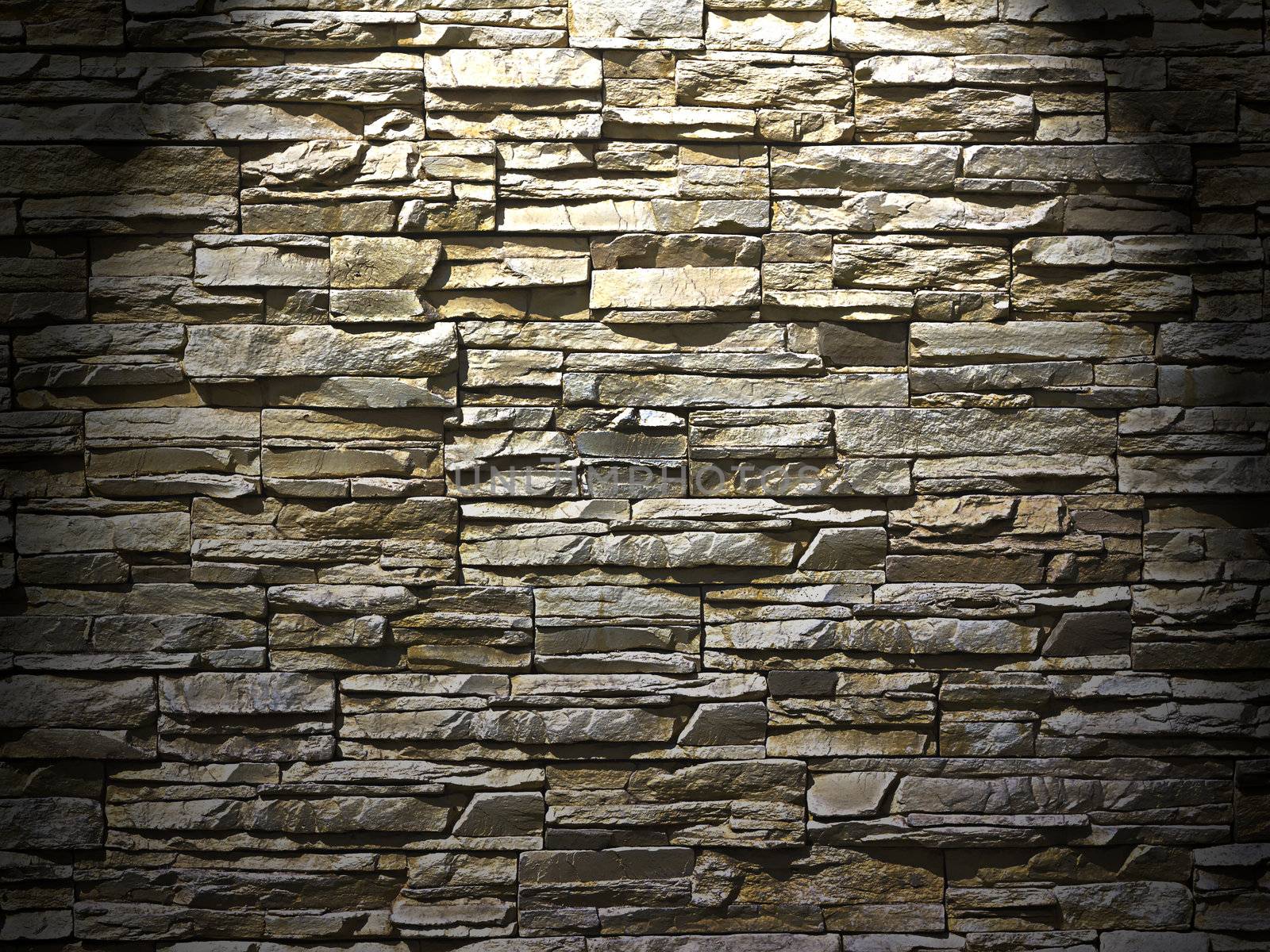 wall of rough stones in the background, highlight
	
