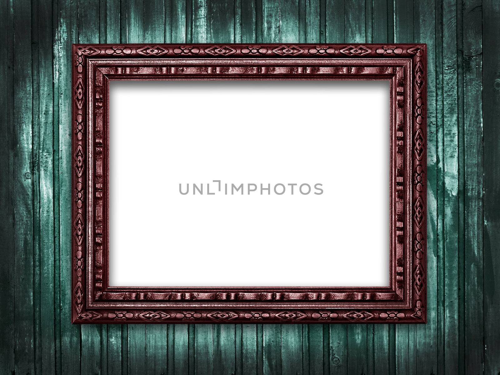 Picture frame on a wooden grunge background by Plus69