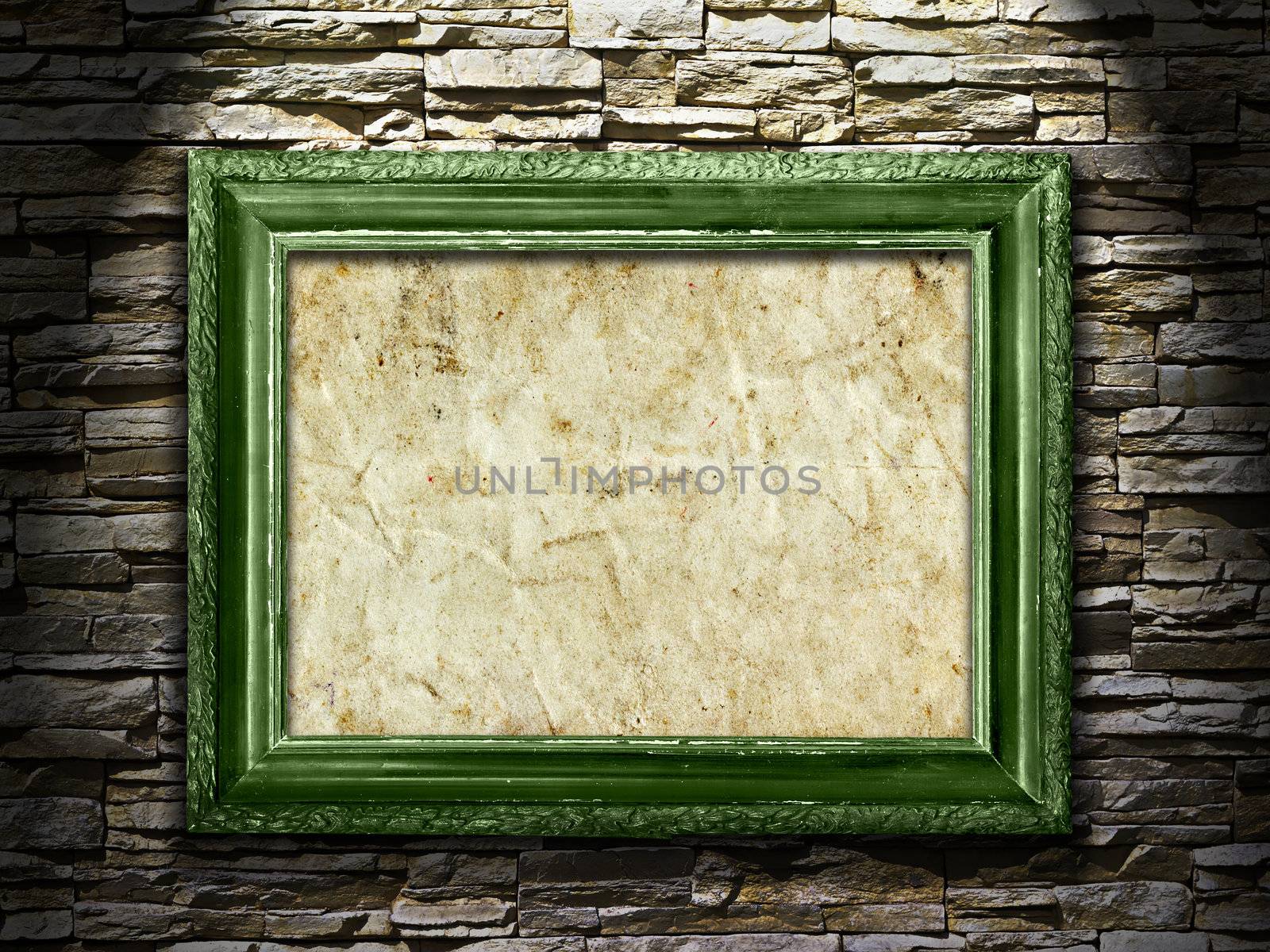 Picture frame on a stone grunge background, highlight	