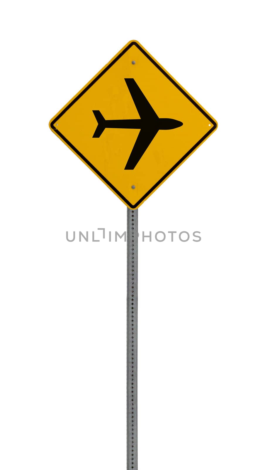 Isolated Yellow driving warning sign airplane by jeremywhat